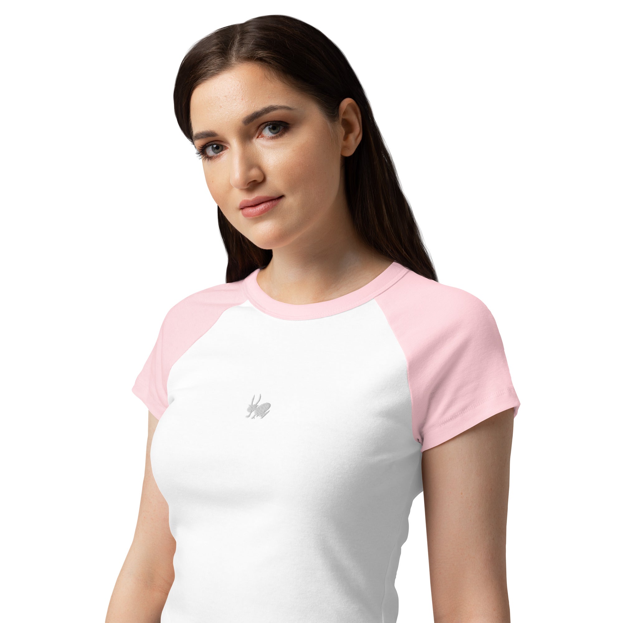 'SKP' Demonic Embroidered Women’s Micro Rib Raglan Baby Tee